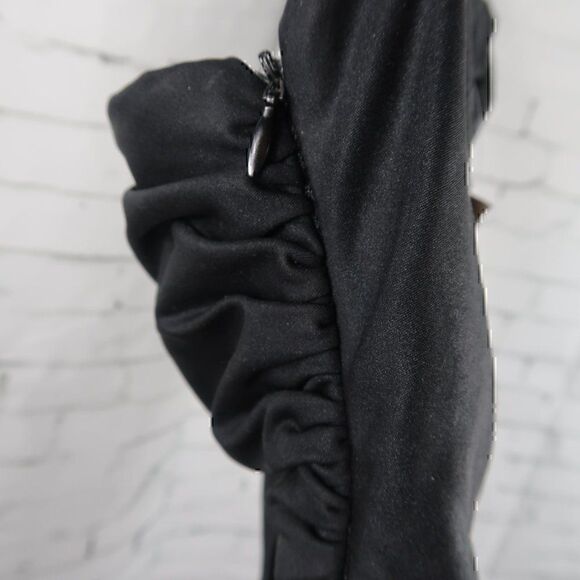 RAMPAGE BLACK LIQUID STRETCH JERSEY ONE SHOULDER BODYCON DRESS WITH SIDE MESH - Picture 9 of 14